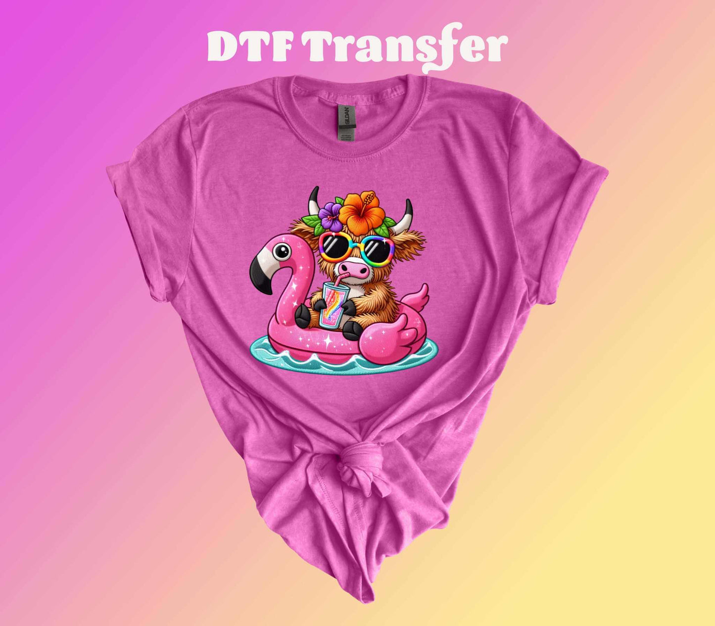 Summer Highland Cow DTF Transfer - Imagine With Aloha