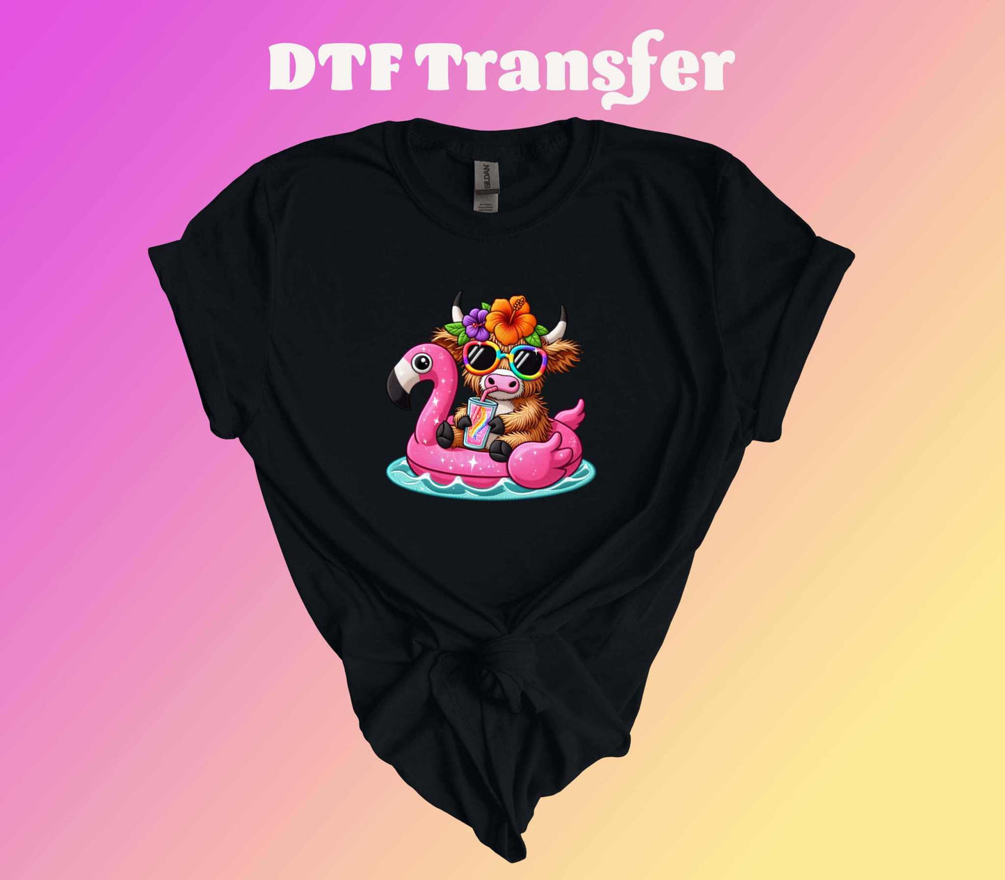 Summer Highland Cow DTF Transfer - Imagine With Aloha