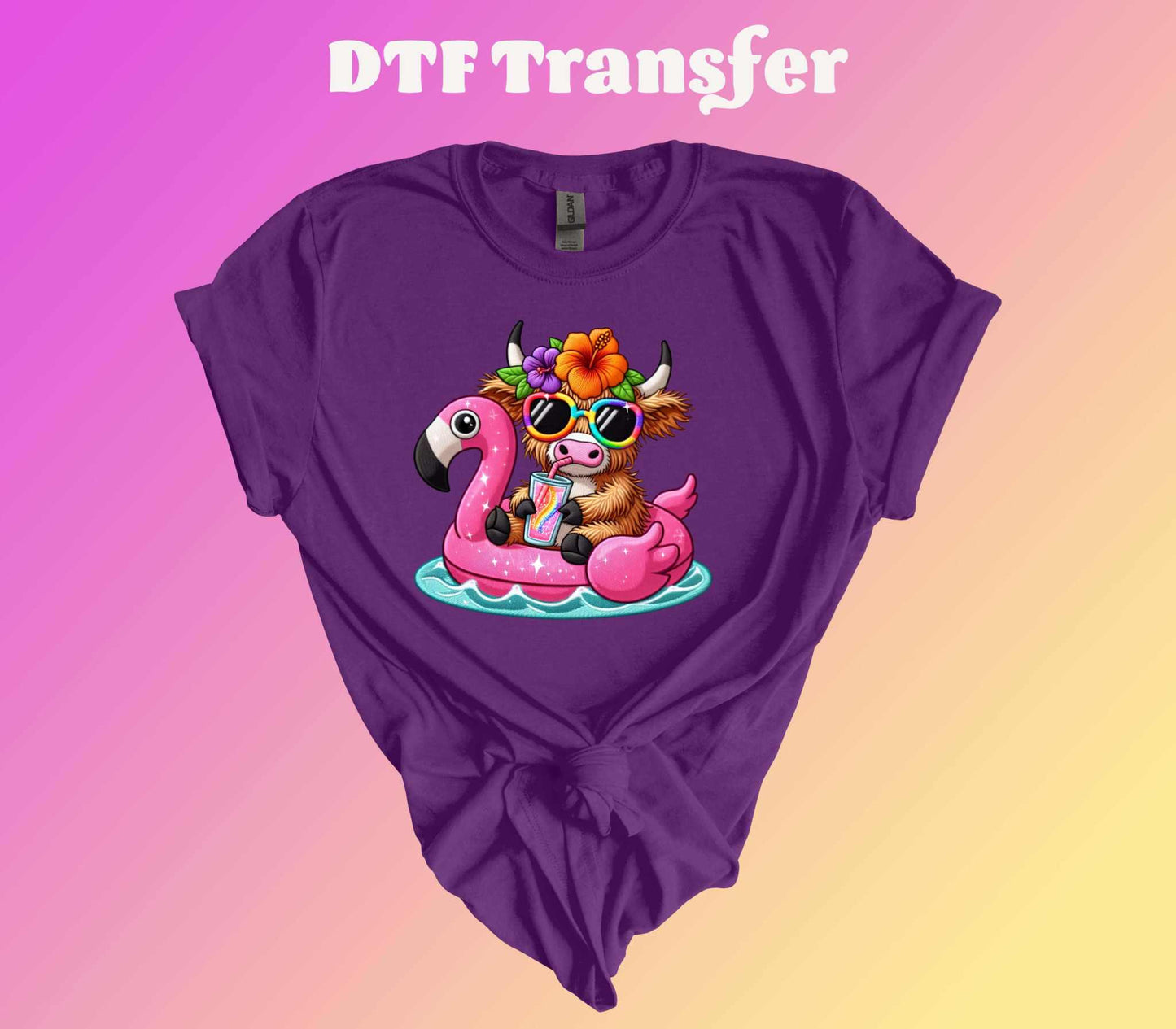 Summer Highland Cow DTF Transfer - Imagine With Aloha