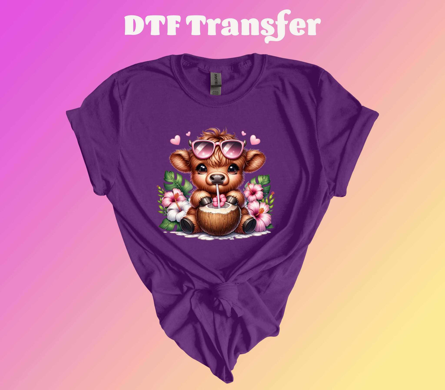Summer Highland Cow Ready to Press Heat Transfer - Imagine With Aloha