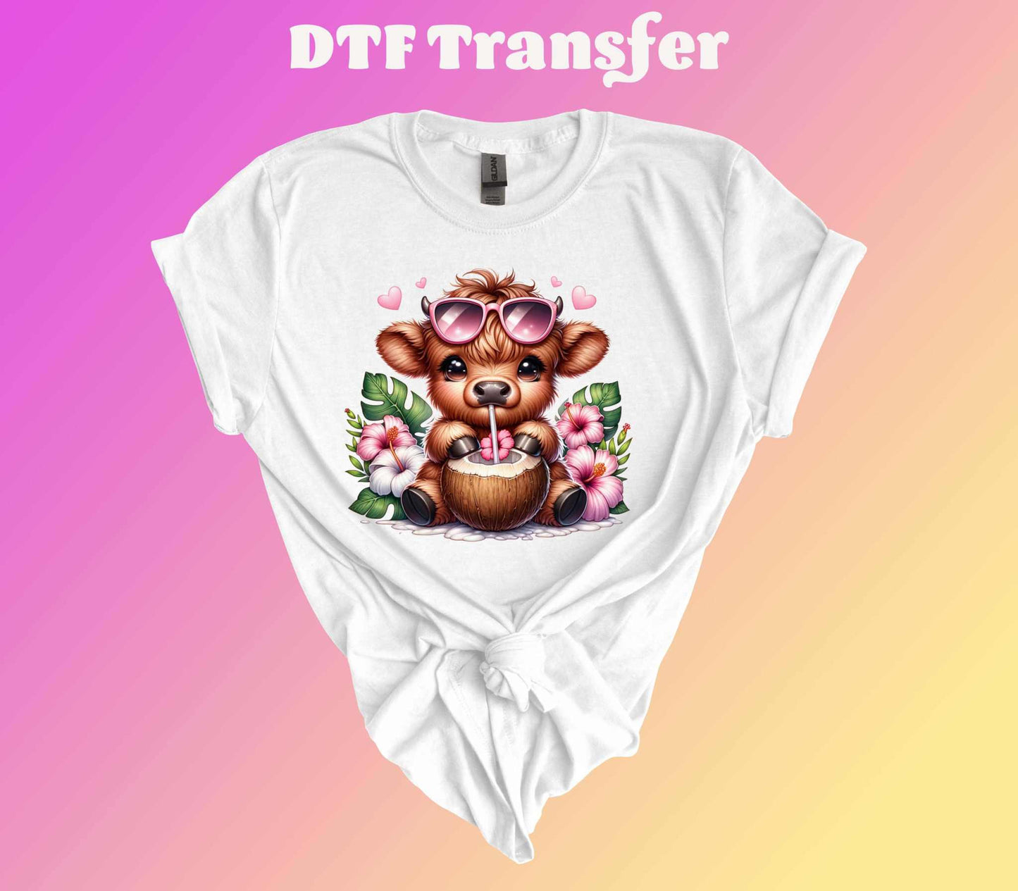 Summer Highland Cow Ready to Press Heat Transfer - Imagine With Aloha