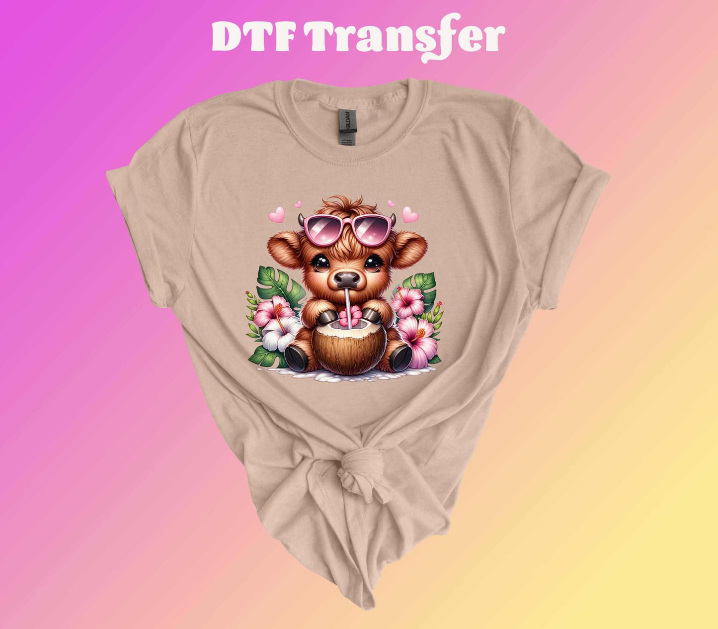 Summer Highland Cow Ready to Press Heat Transfer - Imagine With Aloha