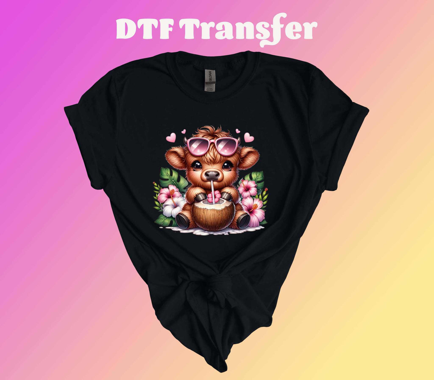 Summer Highland Cow Ready to Press Heat Transfer - Imagine With Aloha