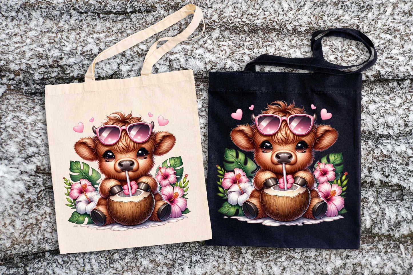Summer Highland Cow Ready to Press Heat Transfer - Imagine With Aloha