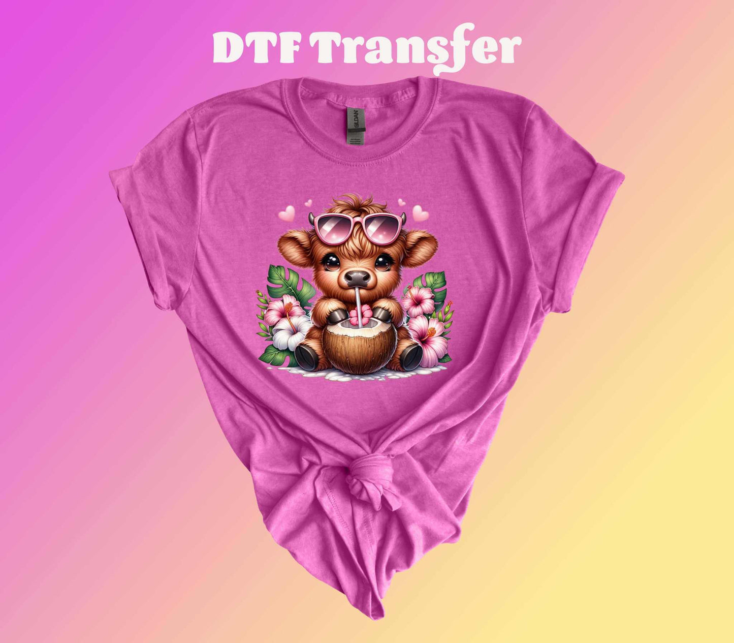 Summer Highland Cow Ready to Press Heat Transfer - Imagine With Aloha