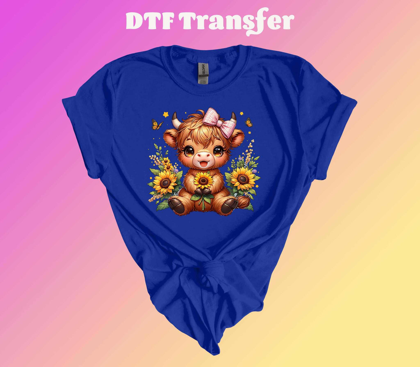 Sunflower Highland Cow DTF Transfer - Imagine With Aloha