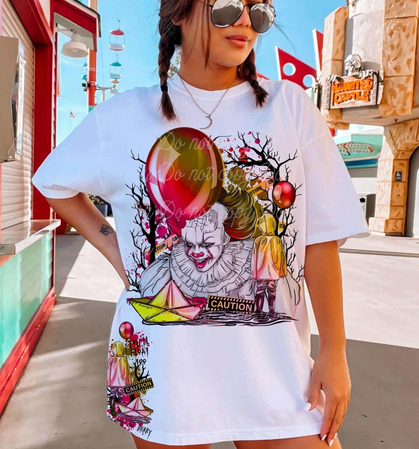 Terrifying Dancing Clown Horror Graphic – Pennywise-Inspired Halloween DTF Transfer - Imagine With Aloha