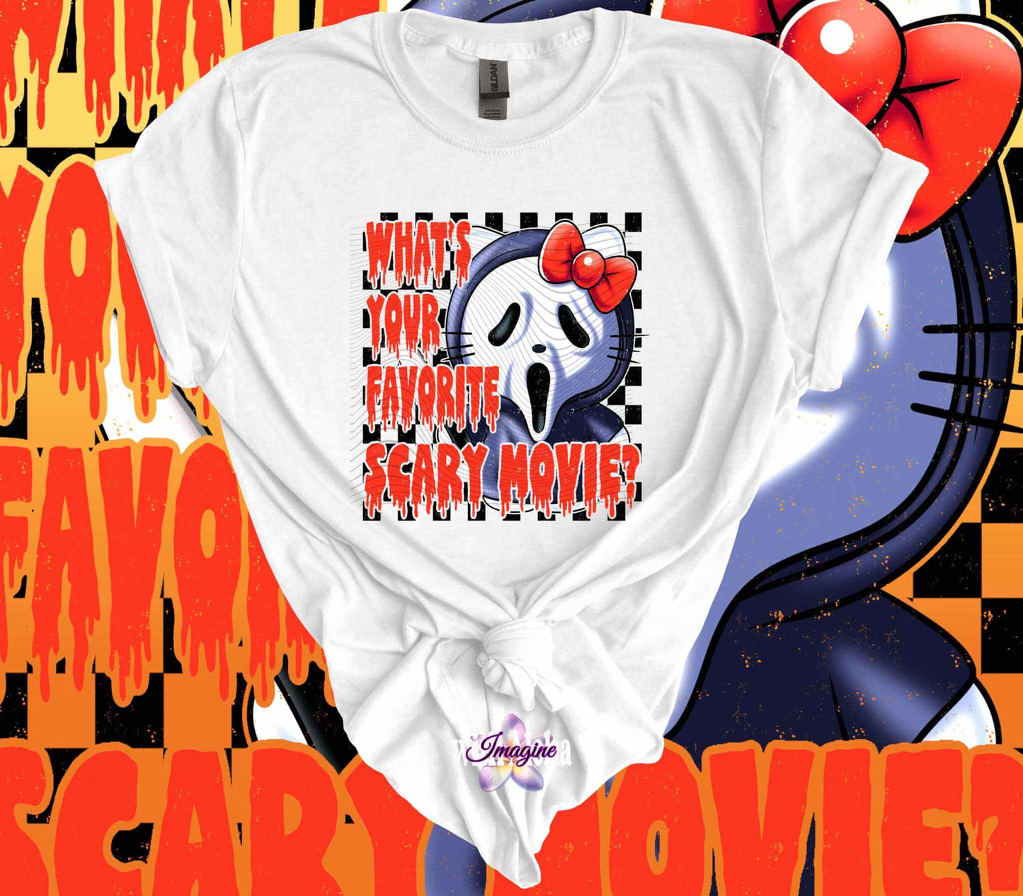 What's Your Favorite Movie Hello Kitty Ghostface Heat Transfer, DTF Transfer - Imagine With Aloha