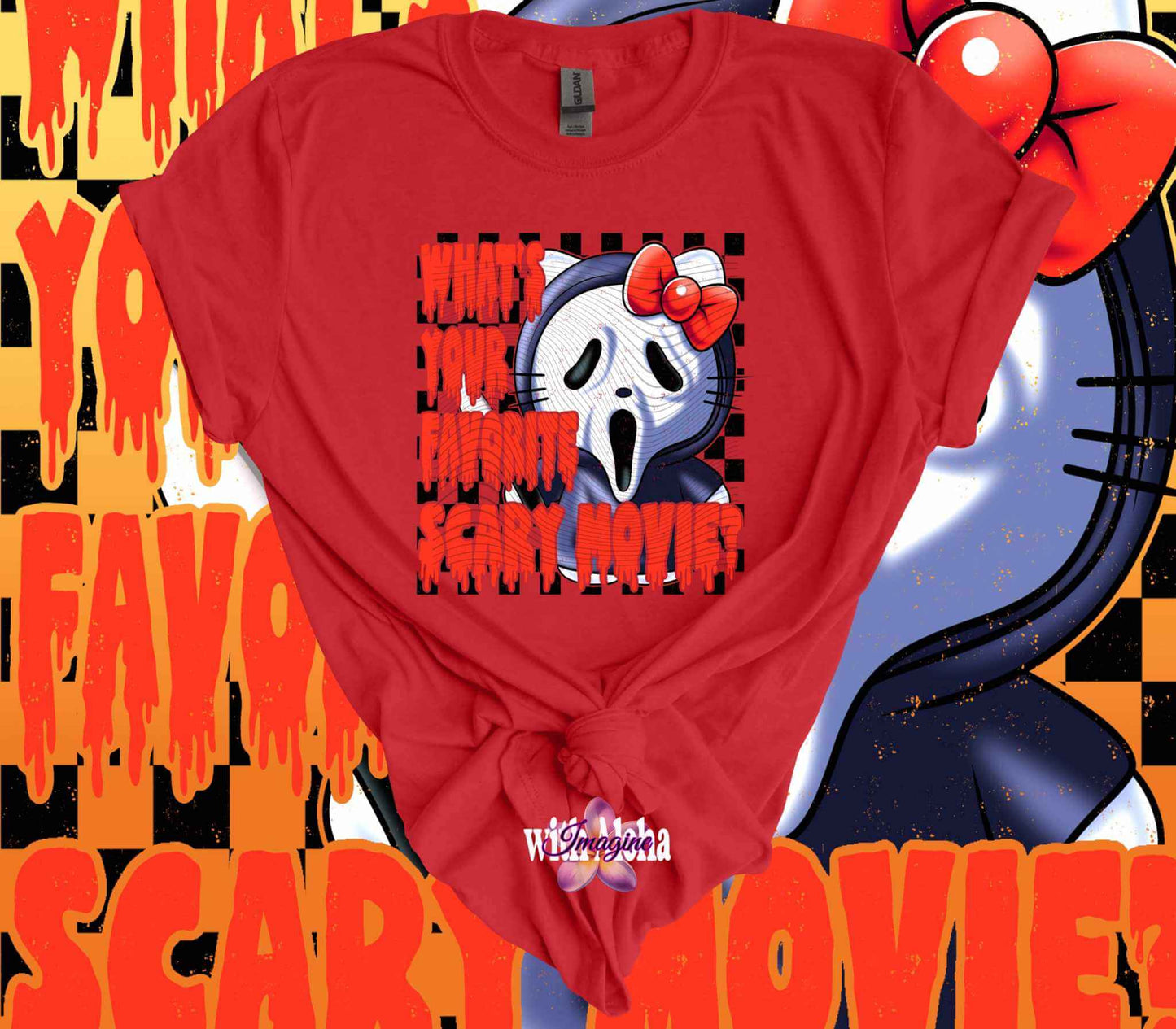 What's Your Favorite Movie Hello Kitty Ghostface Heat Transfer, DTF Transfer - Imagine With Aloha