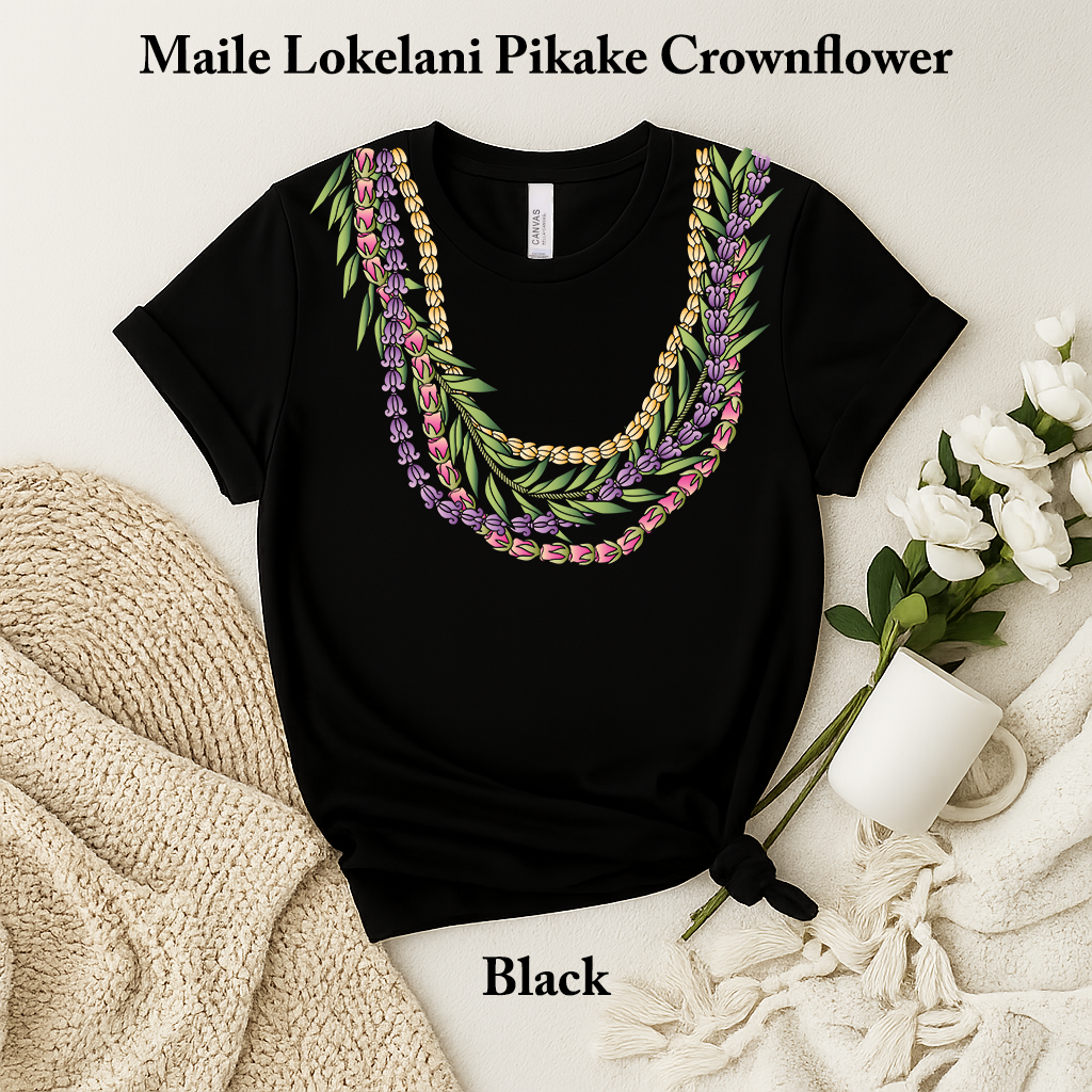 Maile Lokelani Pikake Crown Flower Lei T-Shirt