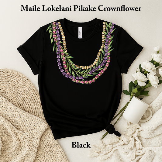 Maile Lokelani Pikake Crown Flower Lei T-Shirt