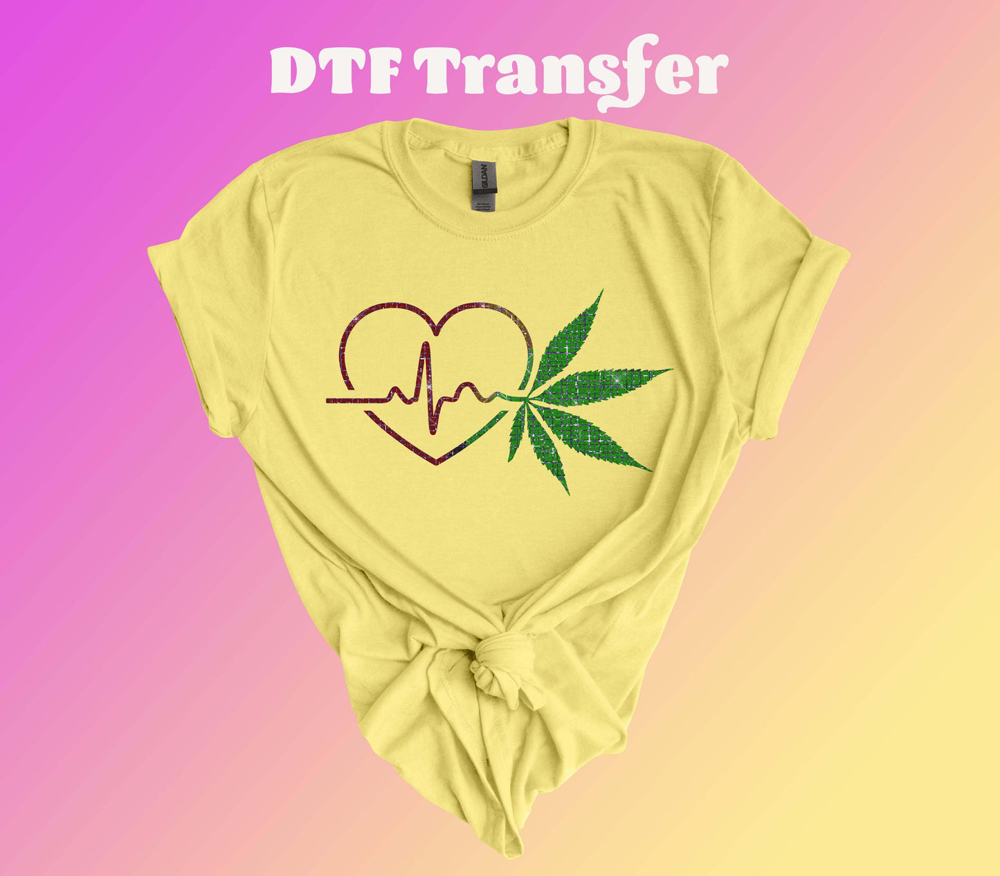 Heatbeat with Marijuana Leaf Ready to Press Heat Transfer - Imagine With Aloha