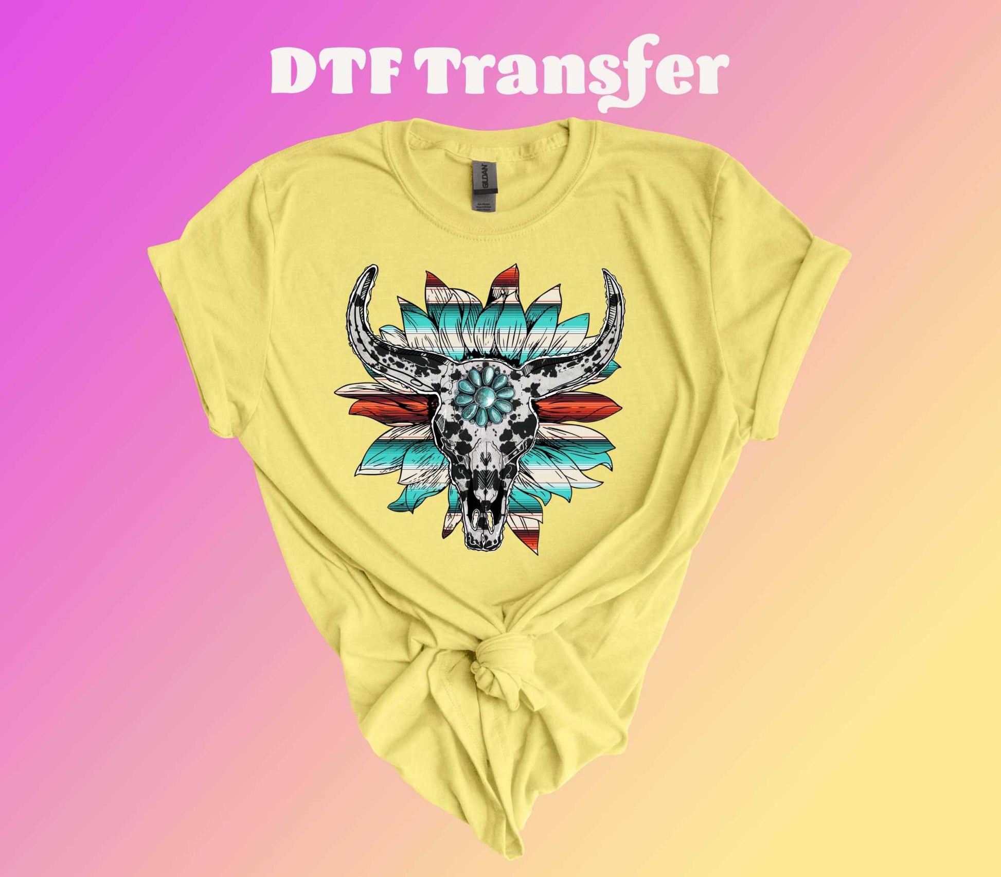 Sunflower and Boho Skull Ready to Press Heat Transfer ( DTF Transfer ) - Imagine With Aloha