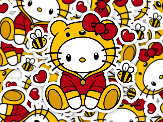 2 or 3 inch Hello Kitty Winnie the Pooh Vinyl Sticker - Imagine With Aloha