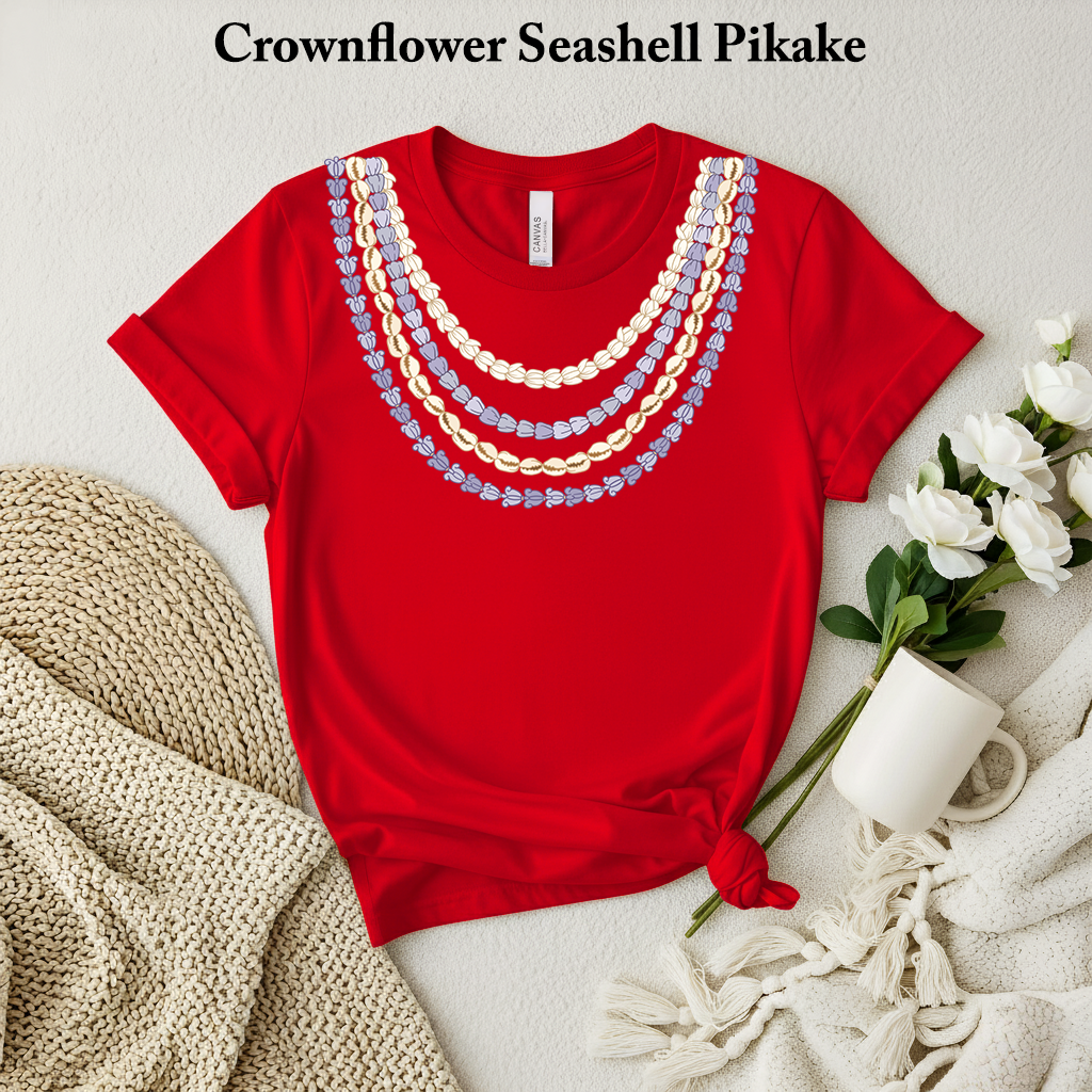 🌊 Crown flower Seashell Pikake Lei T-Shirt