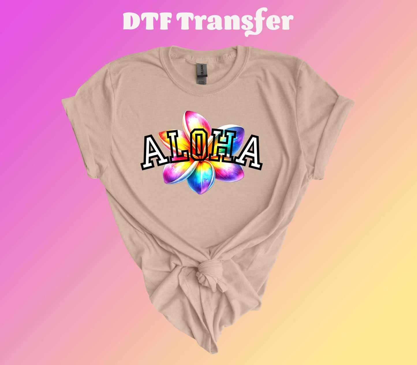 Aloha Rainbow Plumeria Ready to Press Heat Transfer - Imagine With Aloha