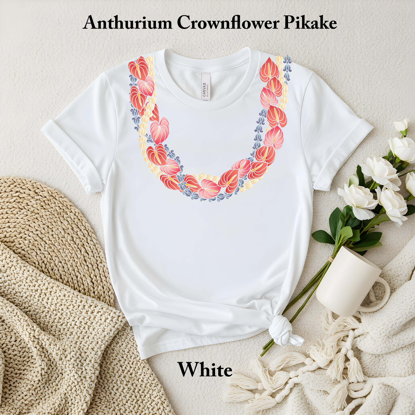 Anthurium Crownflower Pikake Lei T-Shirt