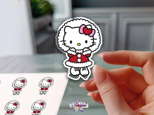 Adorable Holiday Kawaii Kitty Sticker - Christmas Collection - Imagine With Aloha