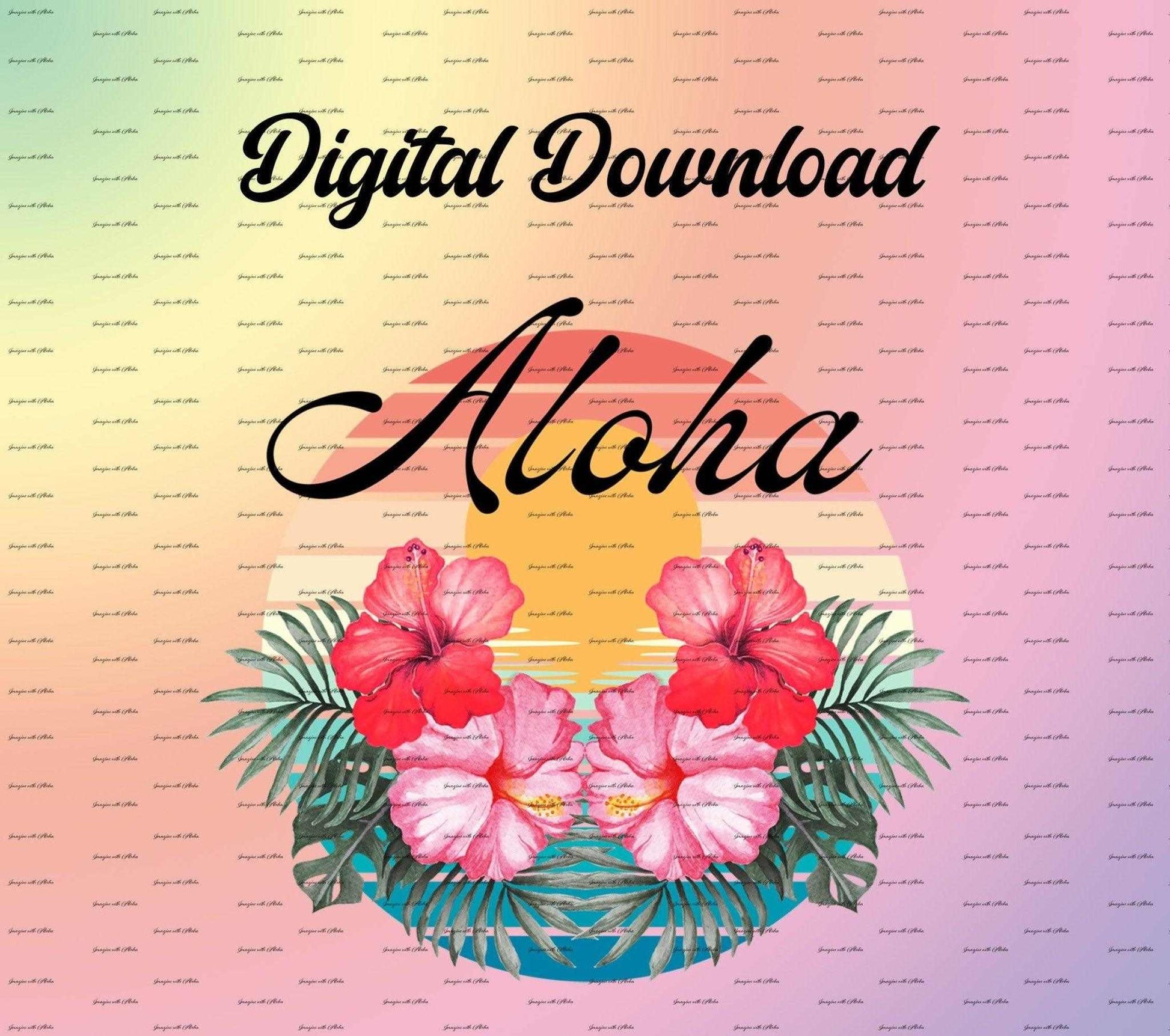 Aloha Hibiscus Designed PNG | Hawaiian Sunset PNG - Imagine With Aloha