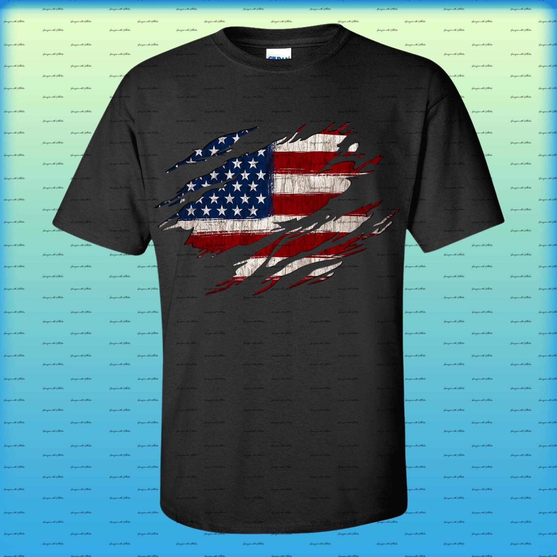 American Flag Ripped Graphic Tee - Imagine With Aloha