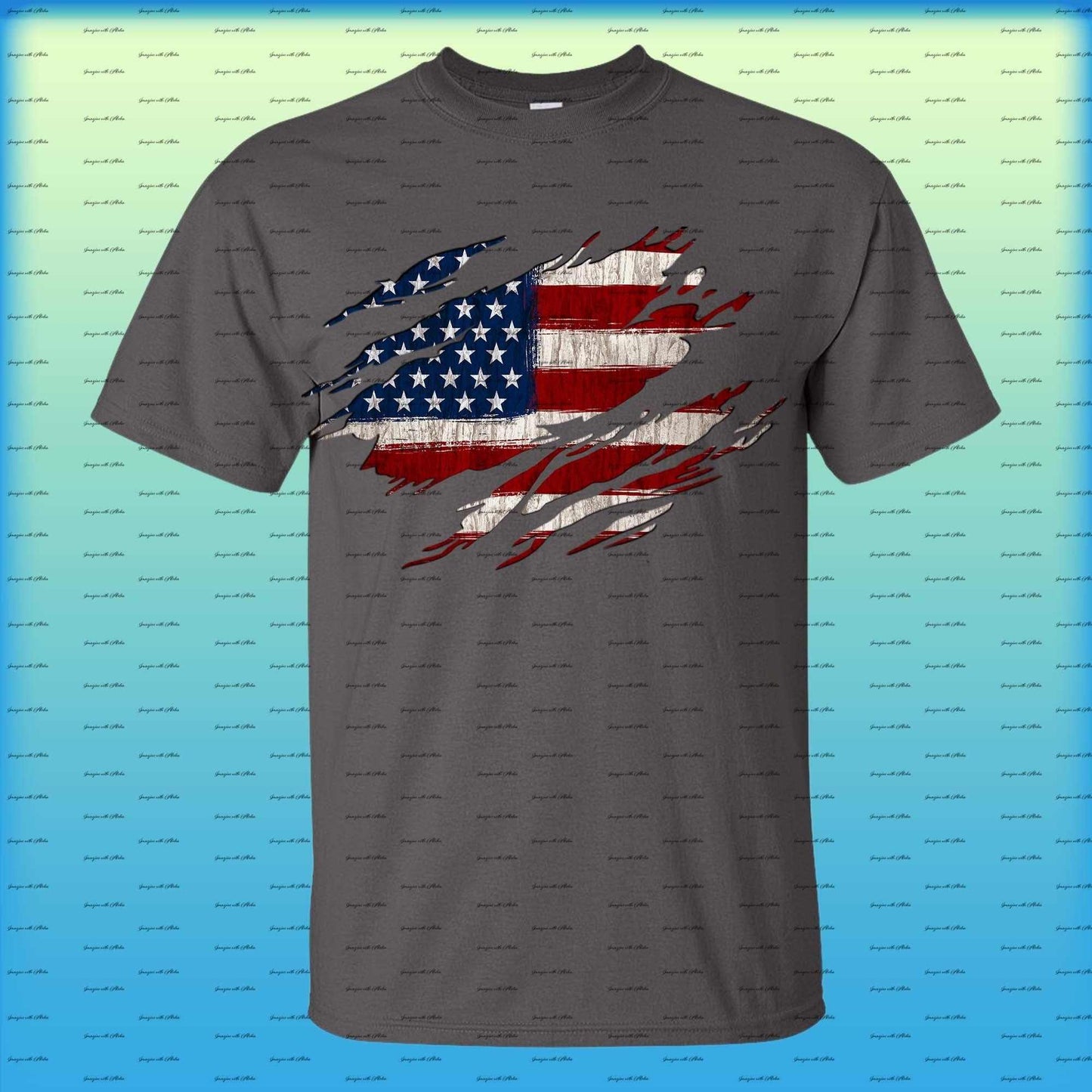 American Flag Ripped Graphic Tee - Imagine With Aloha