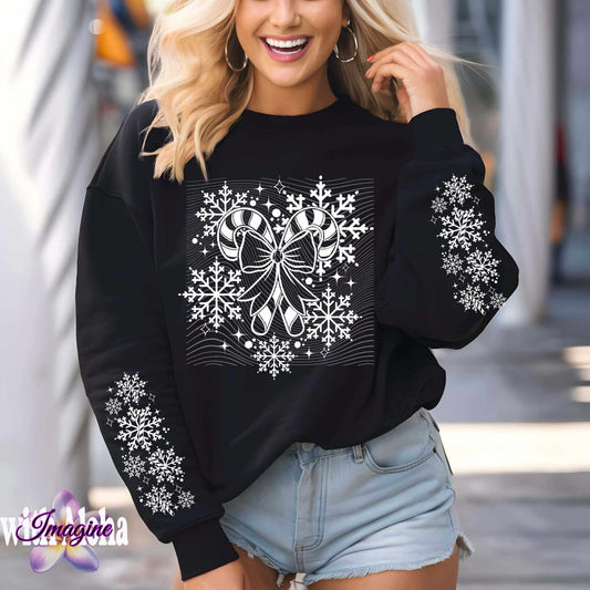 Candy Cane Snowflake Christmas Long Sleeve - Imagine With Aloha