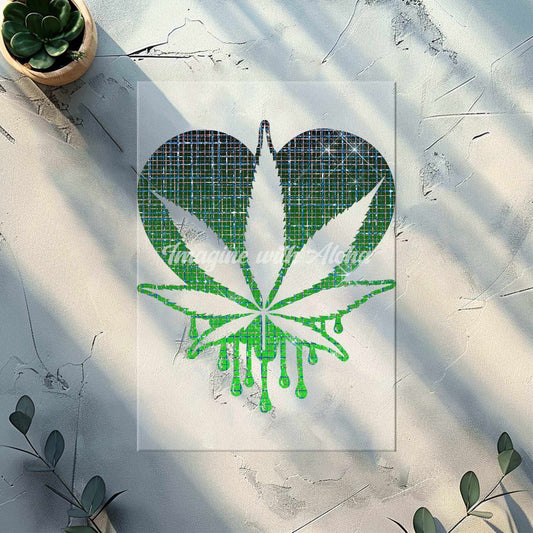 Cannabis Heart Ready to Press Heat Transfer, DTF Transfer - Imagine With Aloha