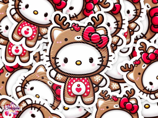 Charming Kawaii Reindeer Holiday Sticker – Ideal for Christmas Crafts and Gifts - Imagine With Aloha