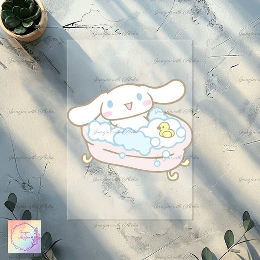 Cinnamoroll in a Bathtub Ready to Press DTF Transfer - Imagine With Aloha