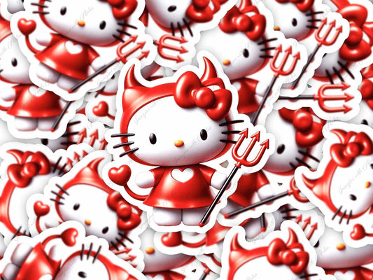 Cute Hello Kitty Halloween Devil Sticker - Imagine With Aloha