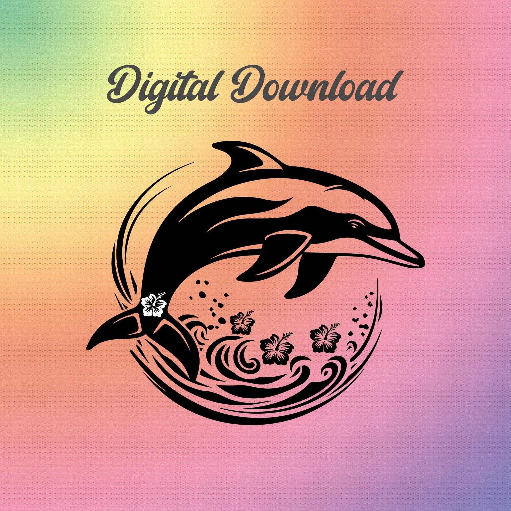 Dolphin Hibiscus SVG