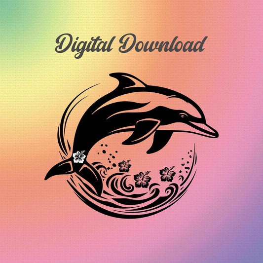 Dolphin with Hibiscus SVG - Imagine With Aloha