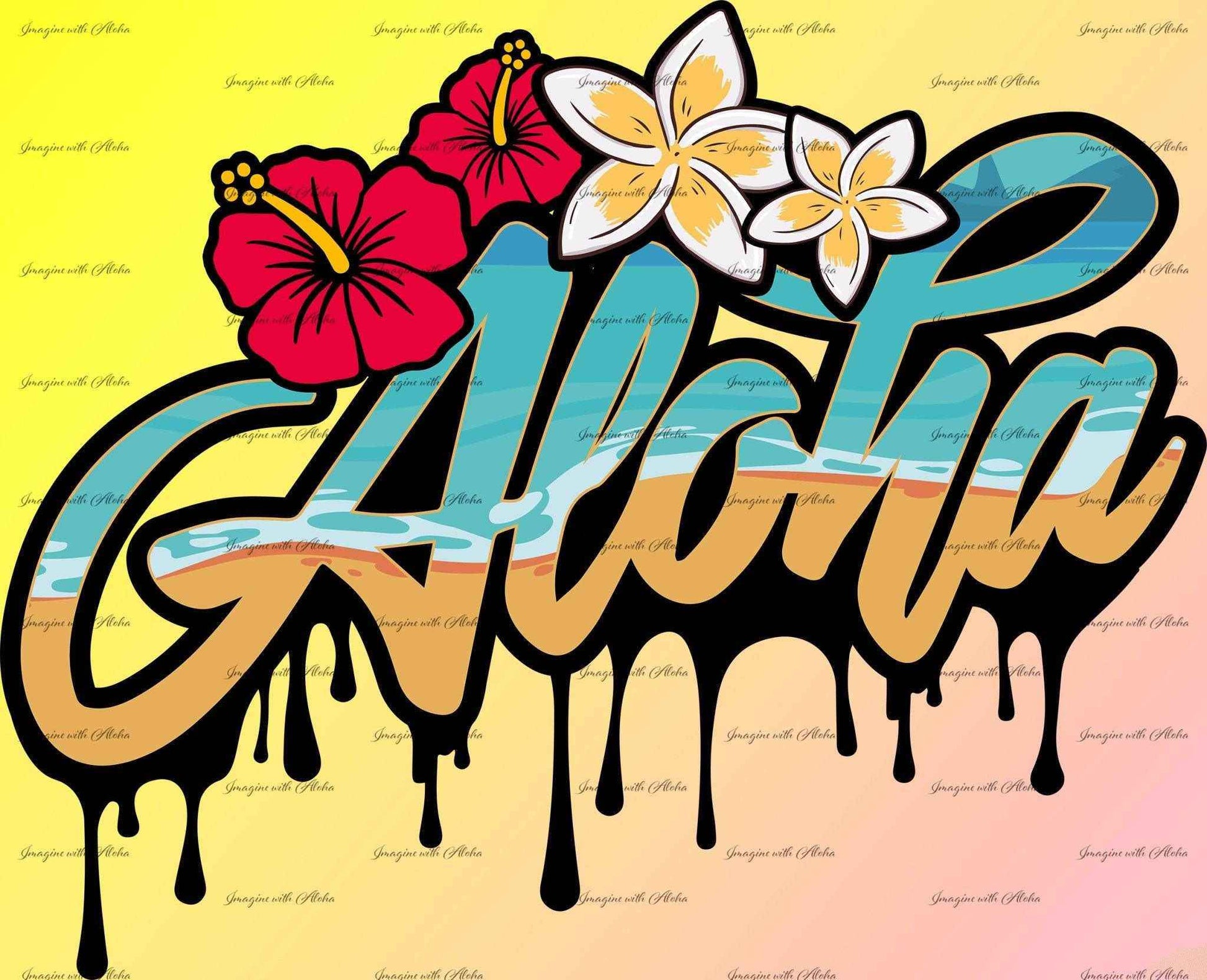 Dripping with Aloha PNG | Hibiscus Design | Plumeria Flower - Imagine With Aloha