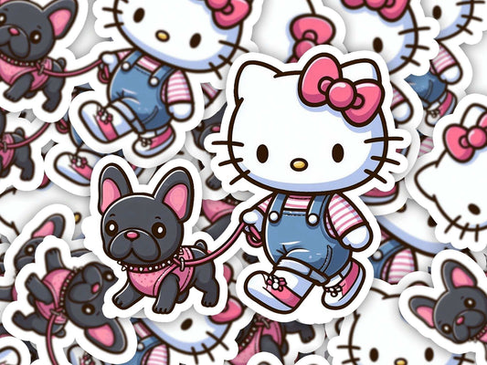 Frenchie Dog Mom Hello Kitty Vinyl Sticker - Imagine With Aloha