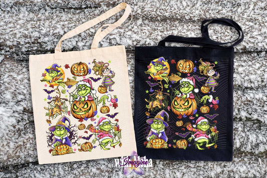 Grinch Halloween & Christmas Themed Tote Bag - Perfect for Spooky Season! - Imagine With Aloha