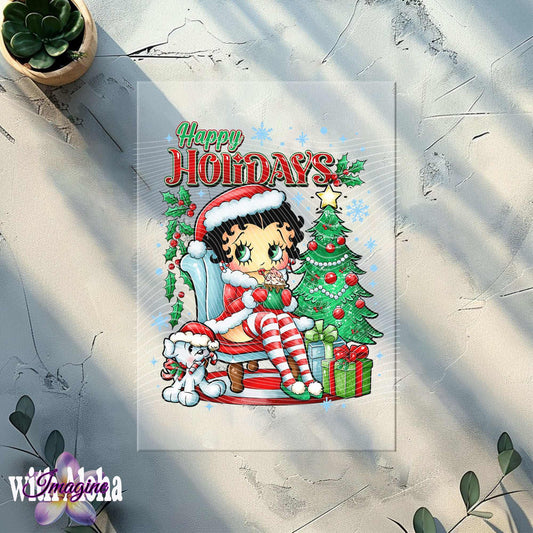 Happy Holidays Festive DTF Transfer | Christmas Character Design for Shirts, Hoodies, and More - Imagine With Aloha