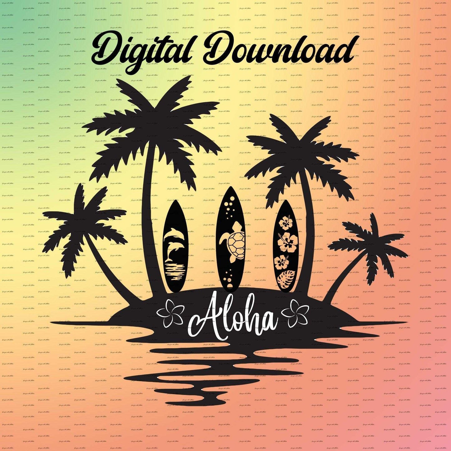 Hawaiian Palm SVG | Palm Trees and Surfboard SVG - Imagine With Aloha