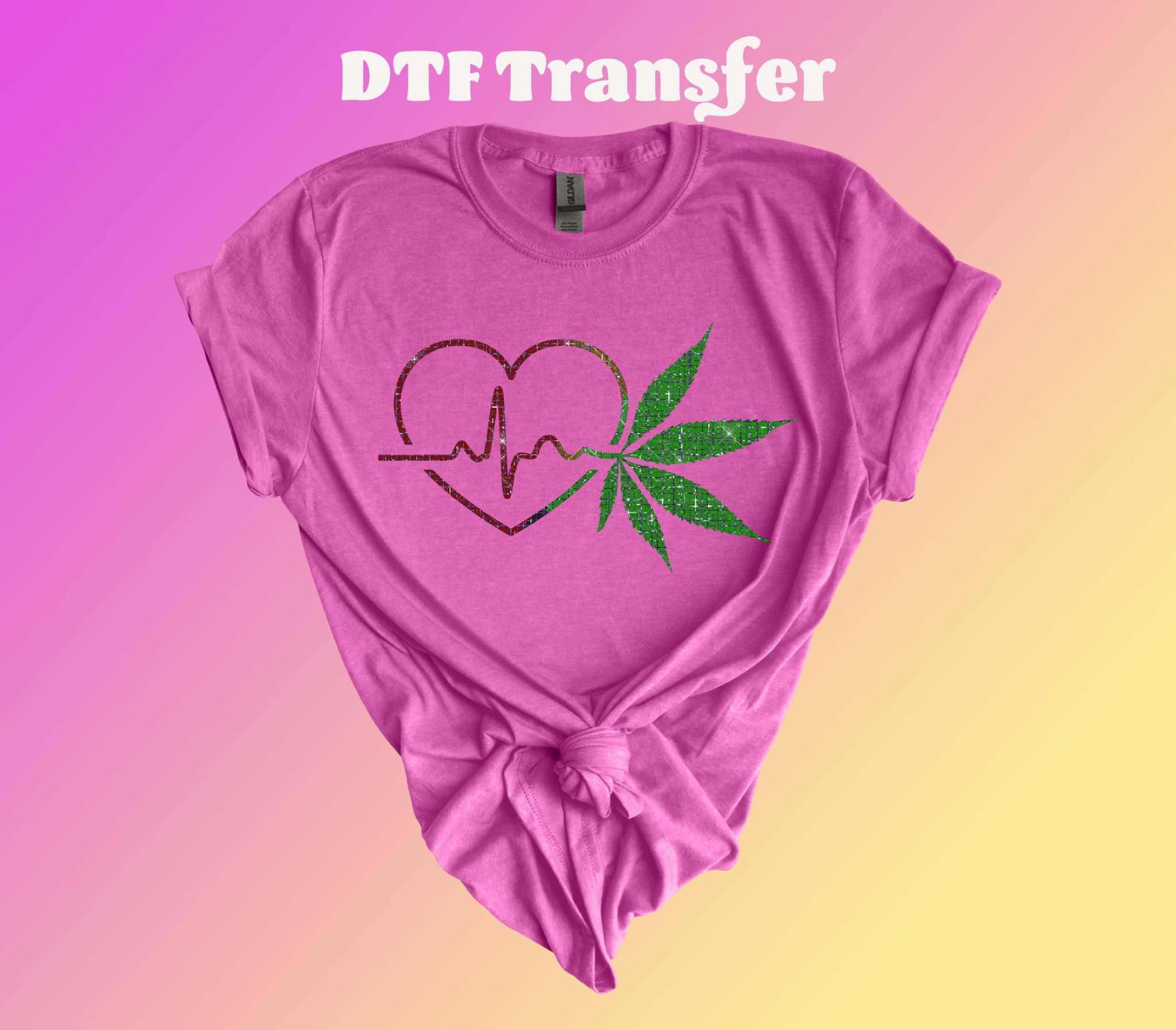 Heatbeat with Marijuana Leaf Ready to Press Heat Transfer - Imagine With Aloha