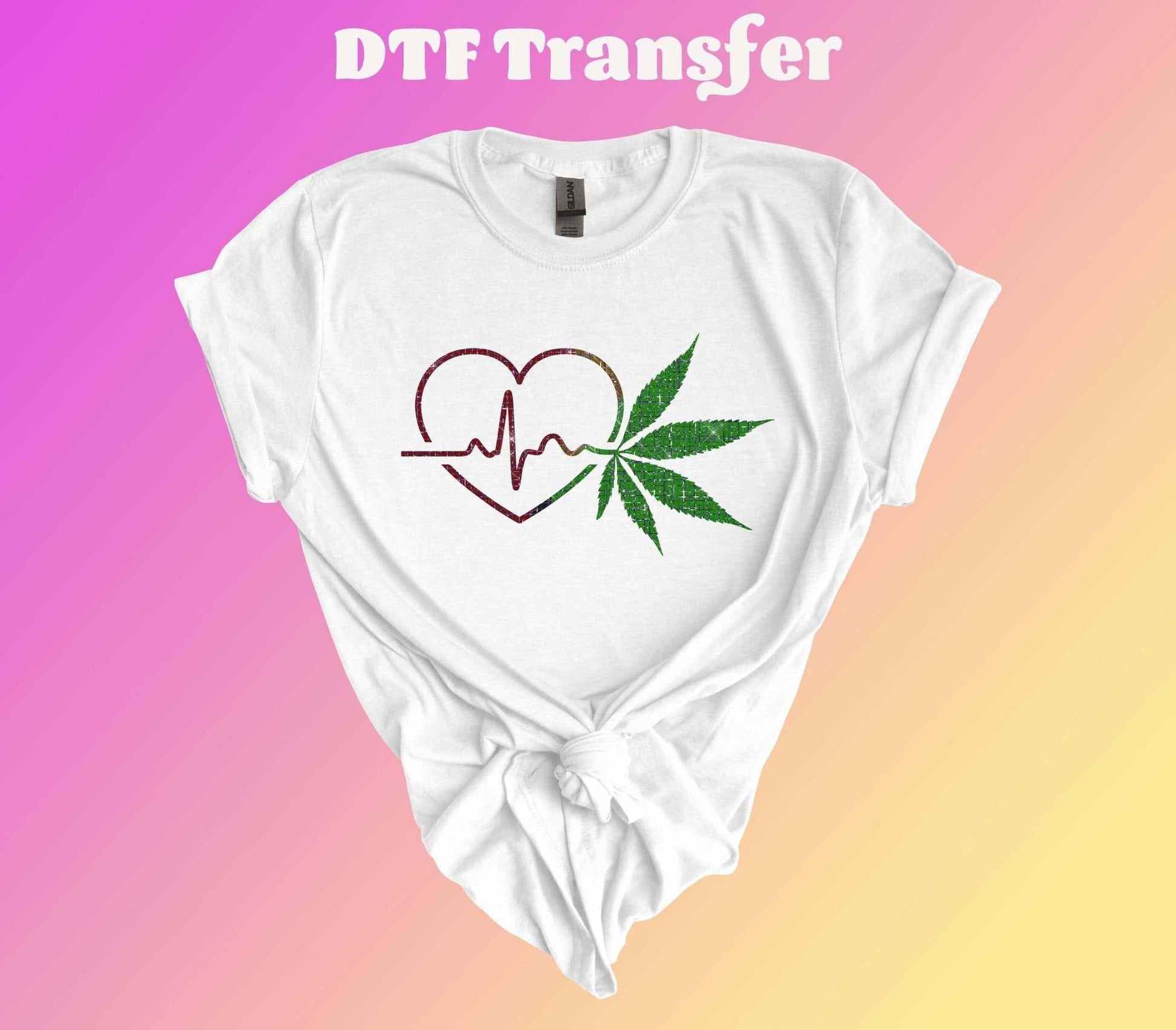 Heatbeat with Marijuana Leaf Ready to Press Heat Transfer - Imagine With Aloha