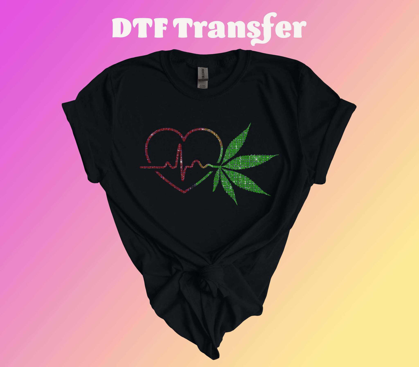 Heatbeat with Marijuana Leaf Ready to Press Heat Transfer - Imagine With Aloha