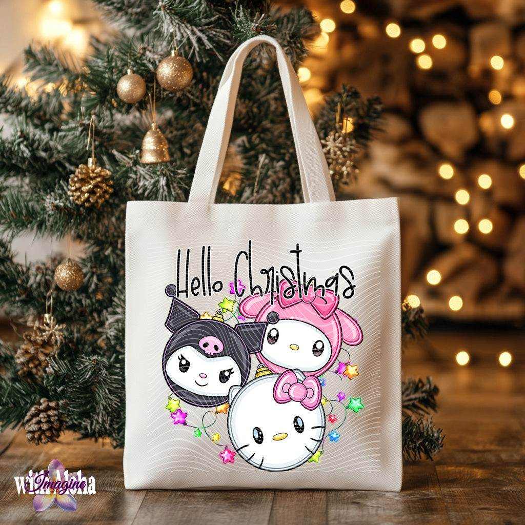 Hello Christmas Canvas Tote Bag - Imagine With Aloha