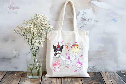 Hello Kitty and Friends Celebration Reusable Canvas Tote Bag - Imagine With Aloha