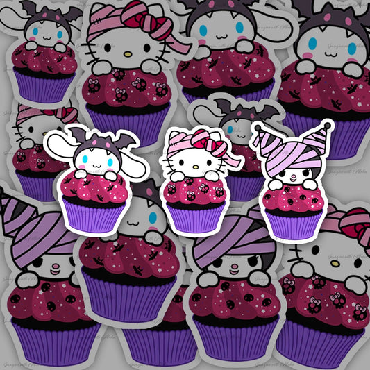 Hello Kitty and Friends Halloween Cupcake Sticker - Imagine With Aloha