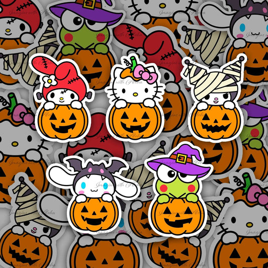 Hello Kitty and Friends Halloween Pumpkin Sticker Set - Imagine With Aloha