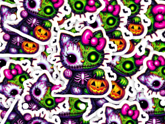 Hello Kitty Zombie Skeleton Halloween Sticker - Imagine With Aloha