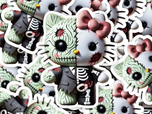 Hello Kitty Zombie Skeleton Halloween Sticker - Imagine With Aloha