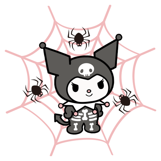 Kuromi Skeleton Halloween Vinyl Sticker – Spooky Cute Spider Web Design - Imagine With Aloha