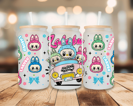 Labubu Bunny Car UV Wrap – Kawaii Macaron Series for 16oz/20oz/24oz Glass Cans - Imagine With Aloha