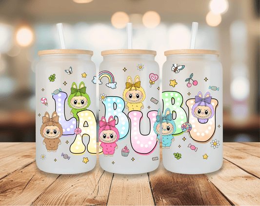Labubu Kawaii UV Wrap – 16oz/20oz/24oz Glass Can Tumbler Decal - Imagine With Aloha