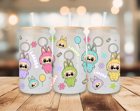 Labubu Plush Keychain UV Wrap – Kawaii Tumbler Decal for 16oz/20oz/24oz Glass Cans - Imagine With Aloha